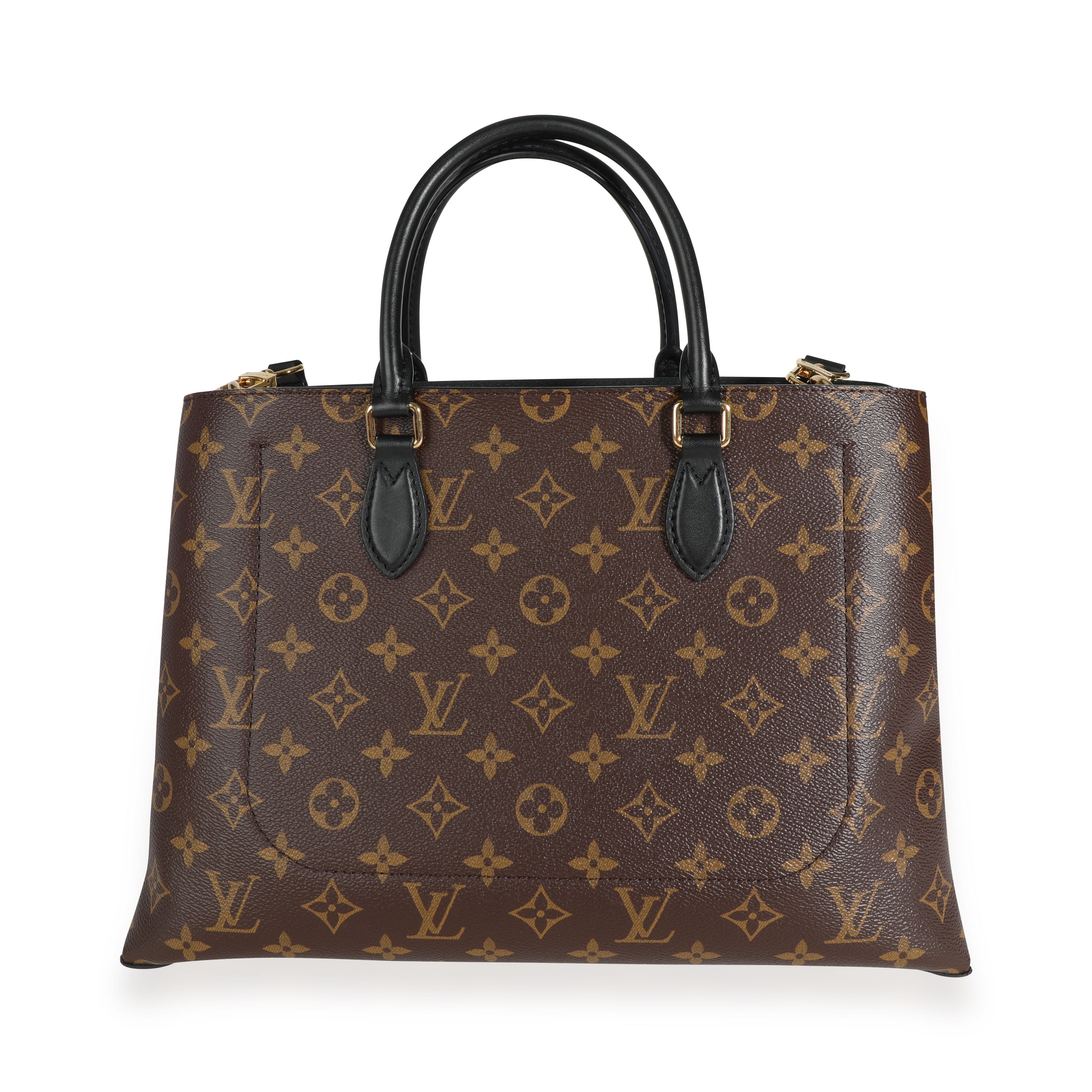 Louis Vuitton Louis Vuitton Monogram Canvas & Black Calfskin Flower Tote