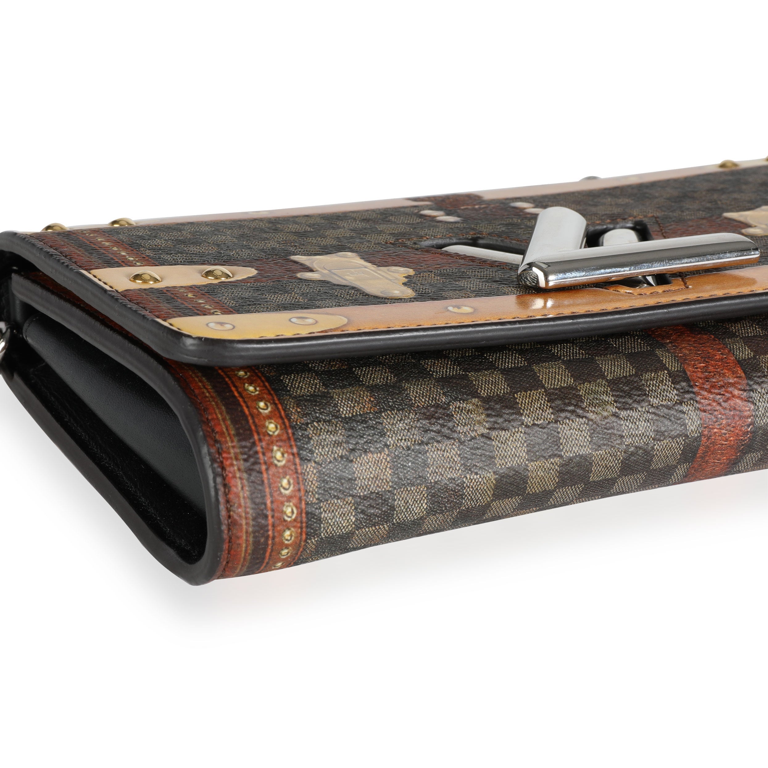 Louis Vuitton Louis Vuitton Transformed Time Trunk Damier Ebene Twist Chain Wallet