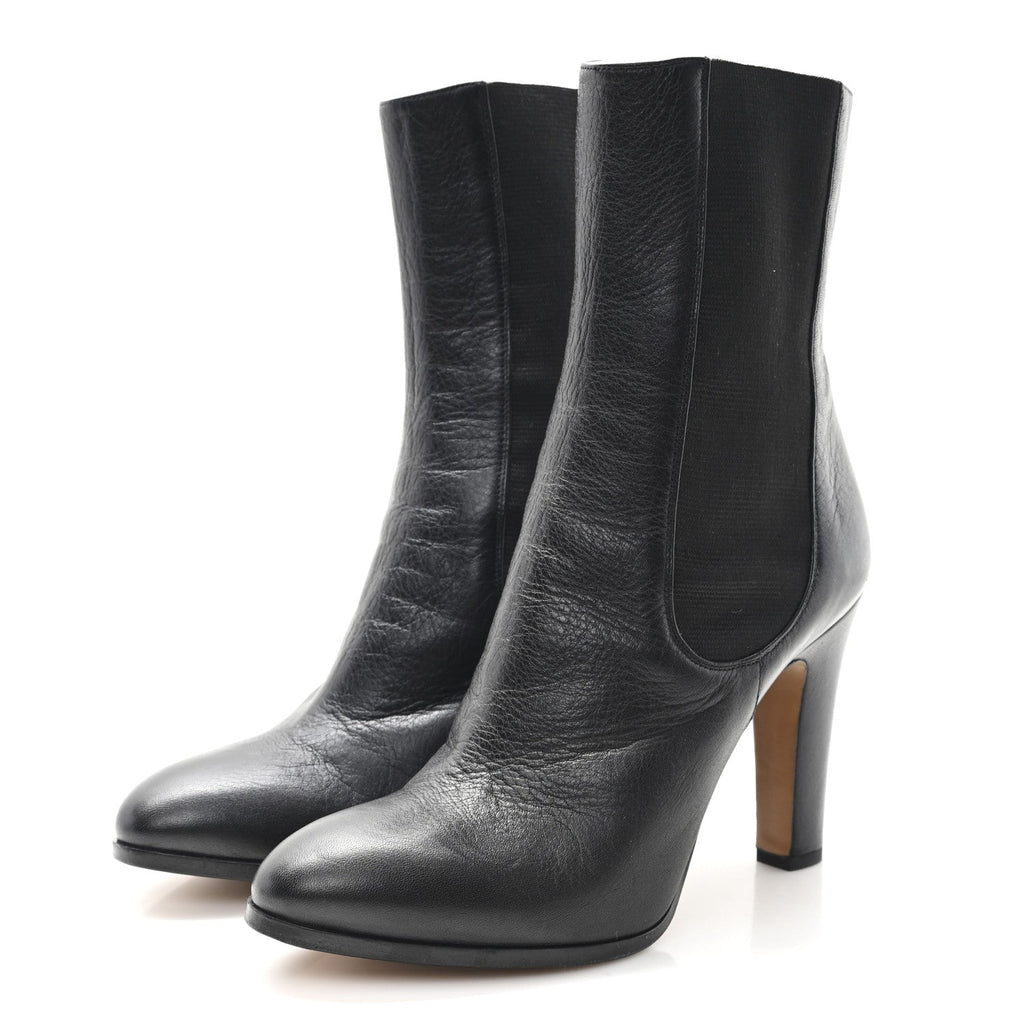 Chanel Calfskin Interlocking CC Calf Boots 38.5 Black
