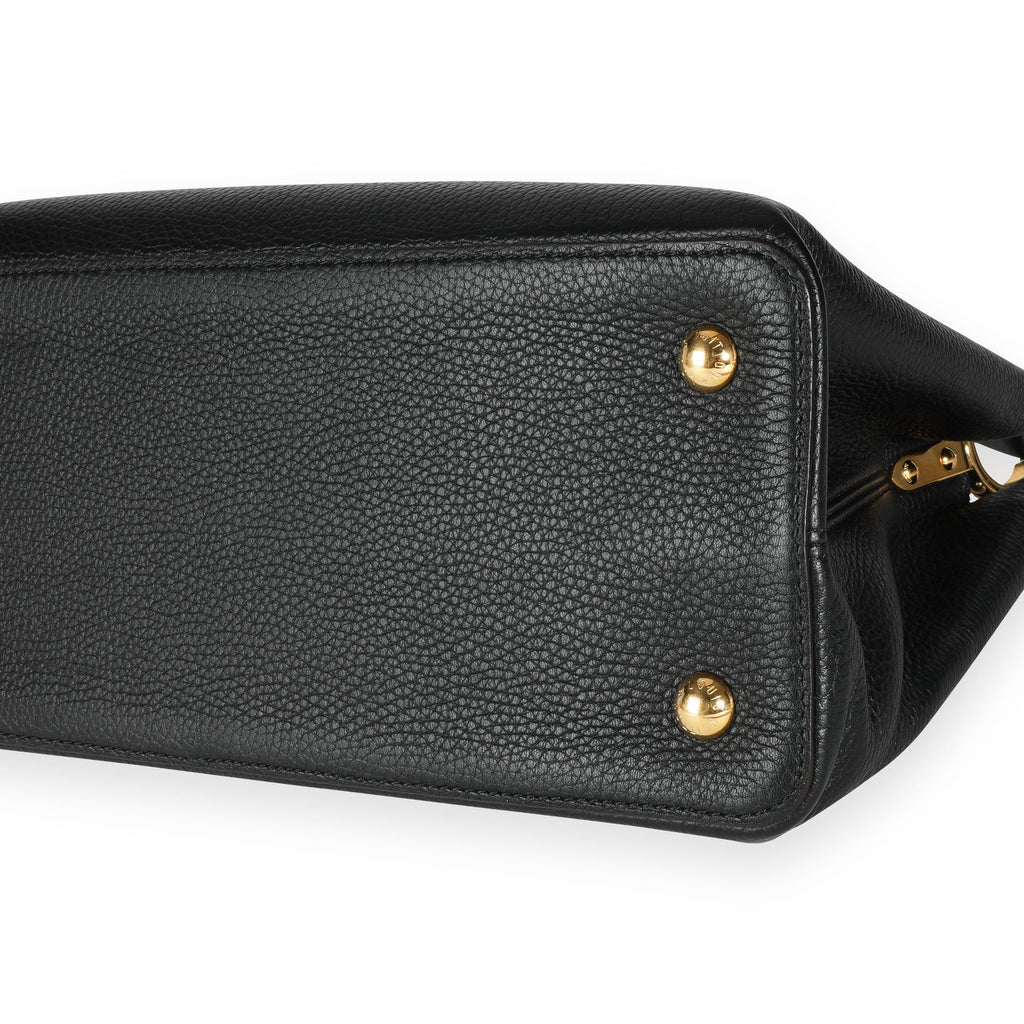 Louis Vuitton Louis Vuitton Black Taurillon Leather Capucines MM
