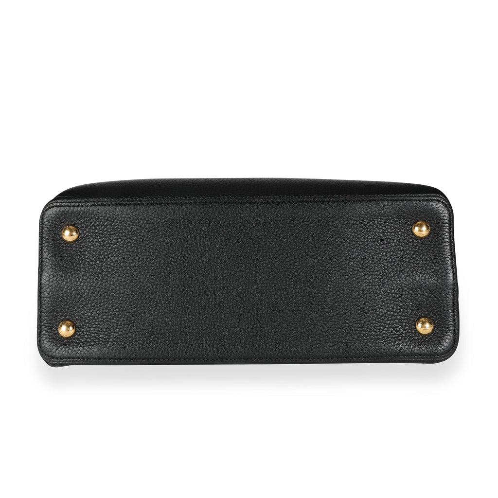 Louis Vuitton Louis Vuitton Black Taurillon Leather Capucines MM