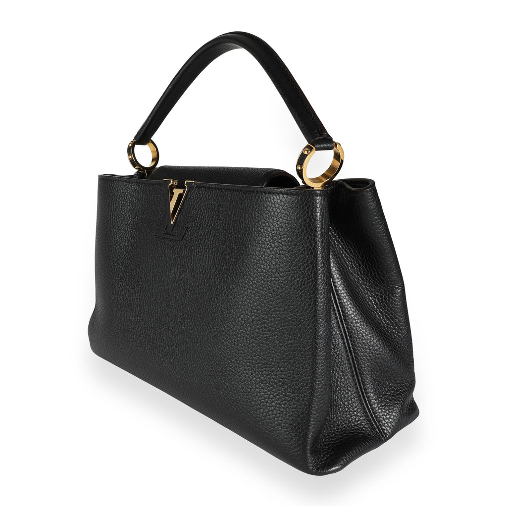 Louis Vuitton Louis Vuitton Black Taurillon Leather Capucines MM