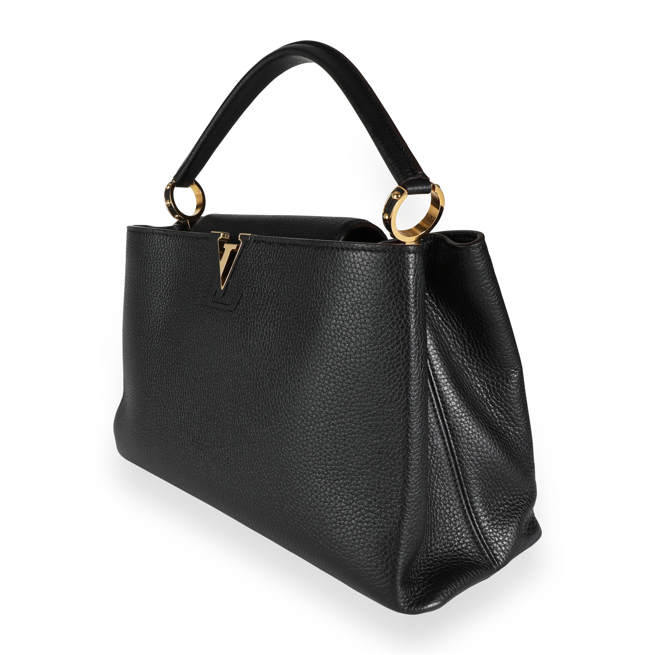 Louis Vuitton Louis Vuitton Black Taurillon Leather Capucines MM