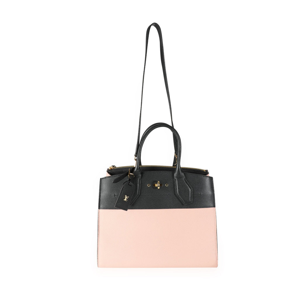 Louis Vuitton Louis Vuitton Black & Magnolia Grained Calfskin City Steamer MM