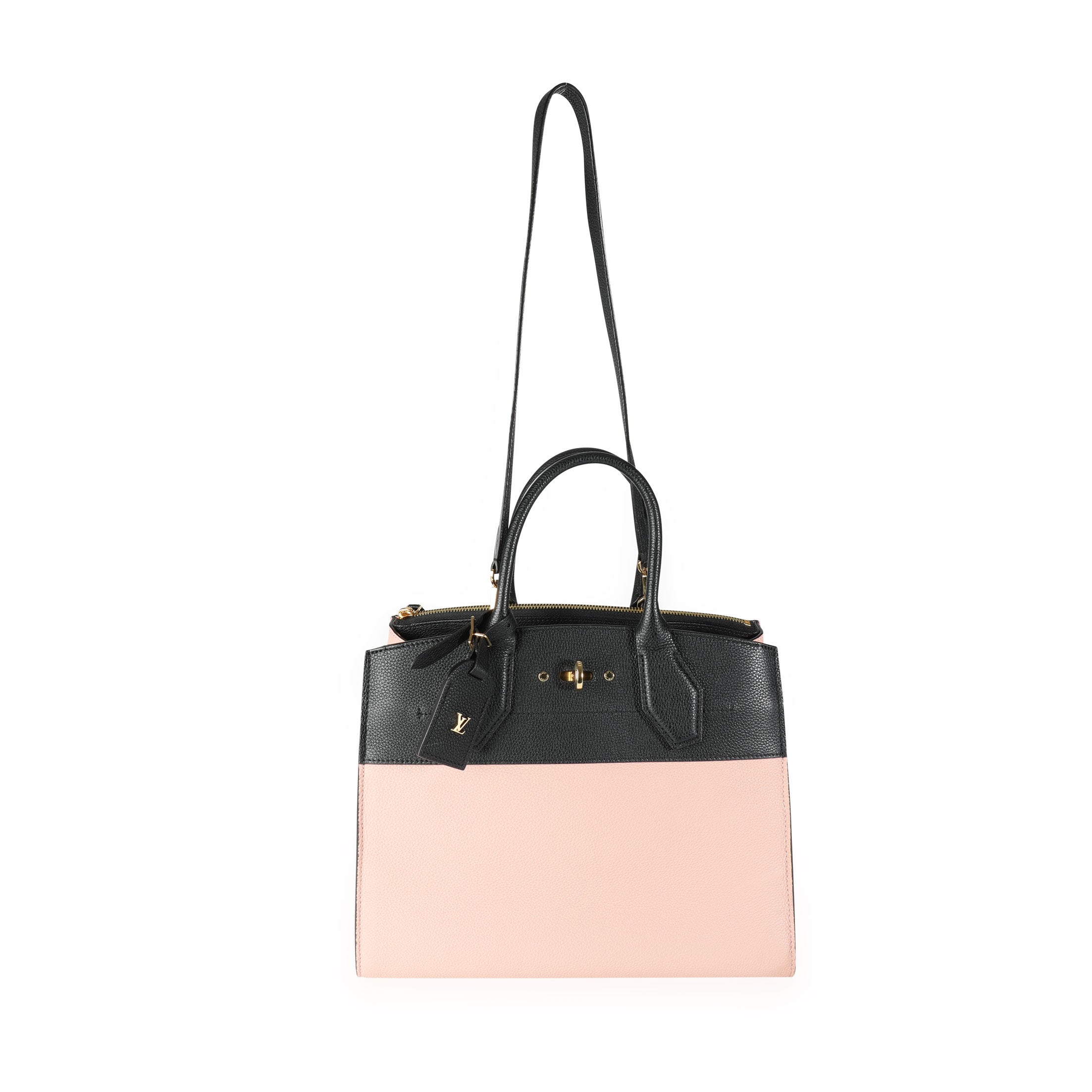 Louis Vuitton Louis Vuitton Black & Magnolia Grained Calfskin City Steamer MM