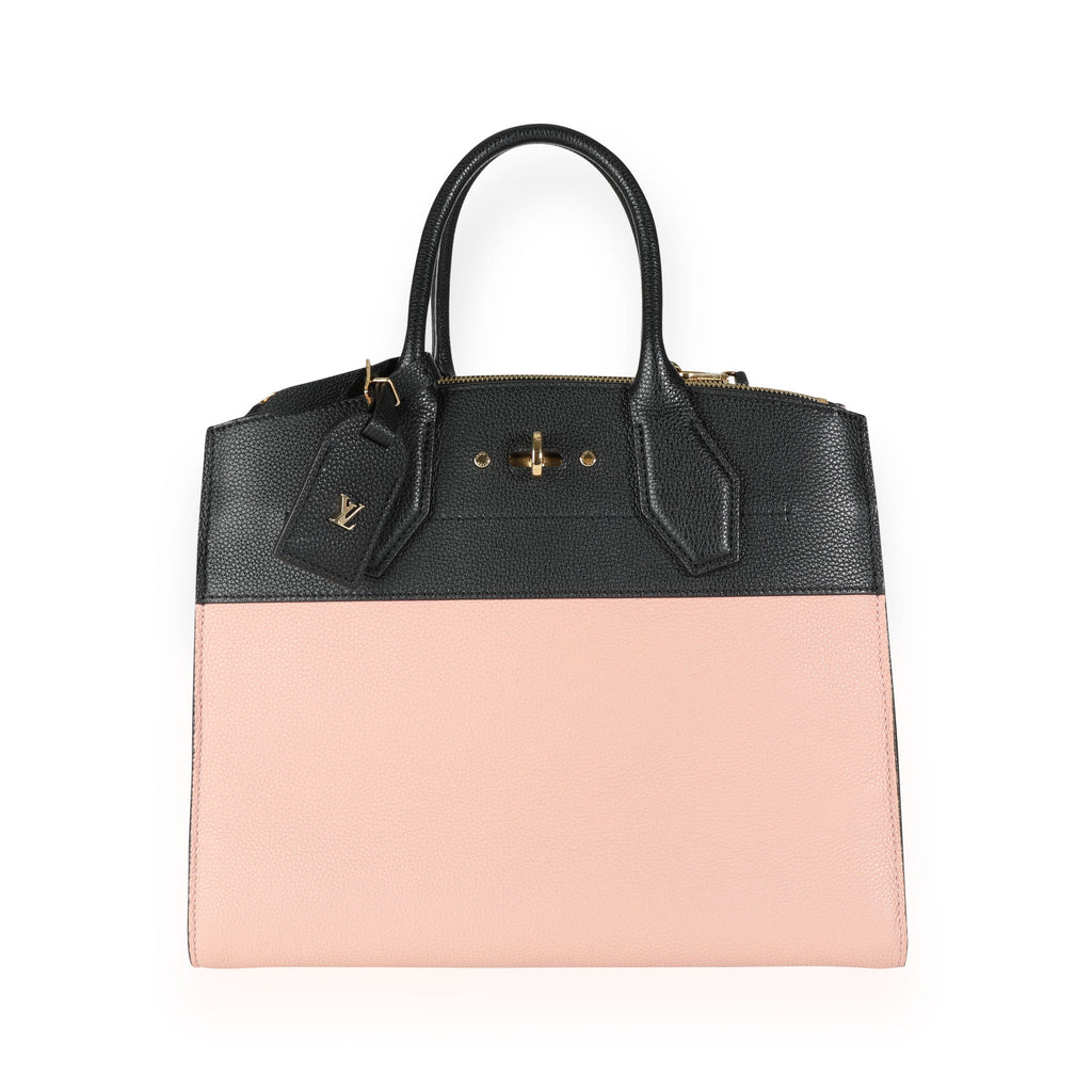 Louis Vuitton Louis Vuitton Black & Magnolia Grained Calfskin City Steamer MM