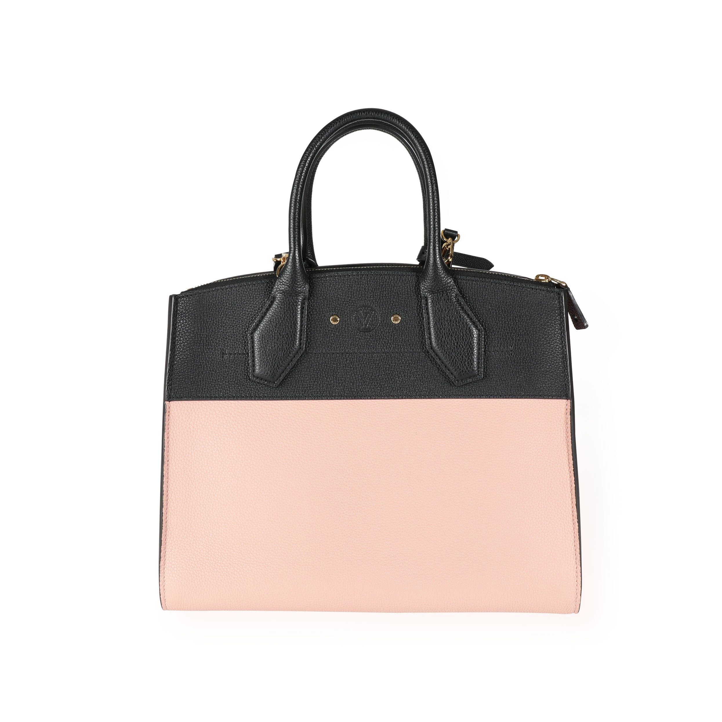 Louis Vuitton Louis Vuitton Black & Magnolia Grained Calfskin City Steamer MM