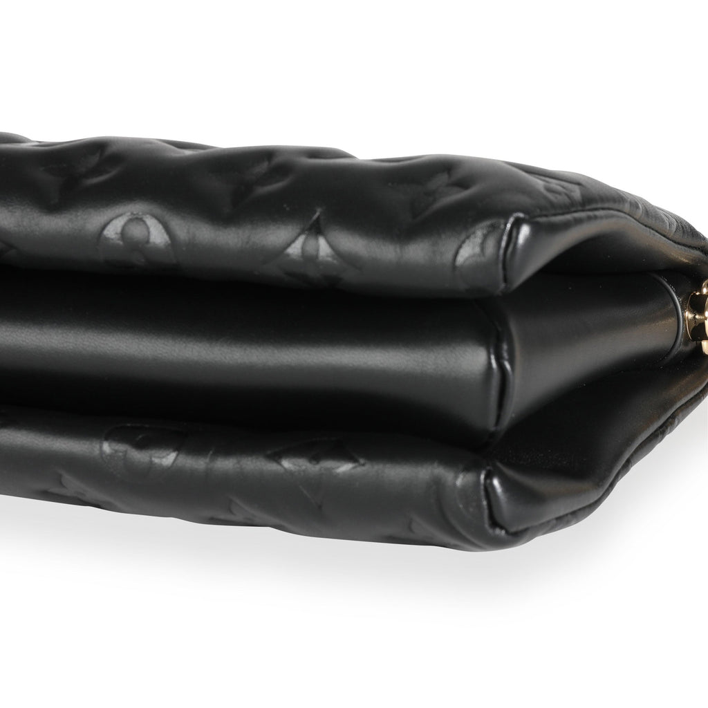 Louis Vuitton Louis Vuitton Black Monogram Embossed Lambskin Coussin PM