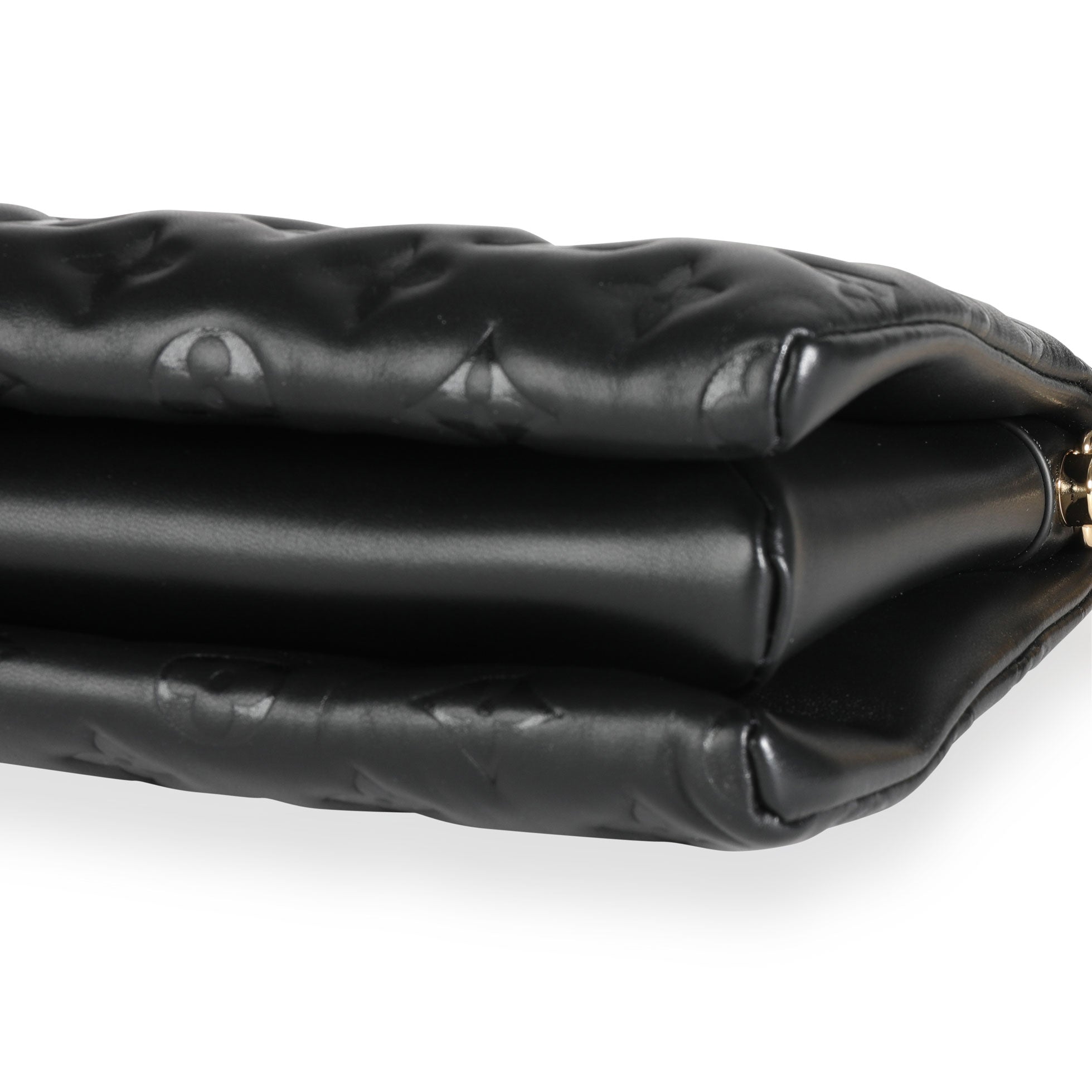 Louis Vuitton Louis Vuitton Black Monogram Embossed Lambskin Coussin PM