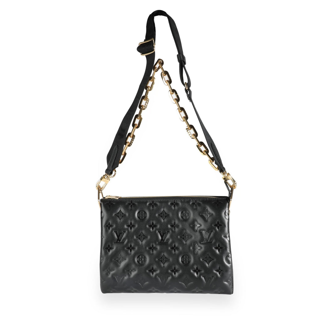 Louis Vuitton Louis Vuitton Black Monogram Embossed Lambskin Coussin PM