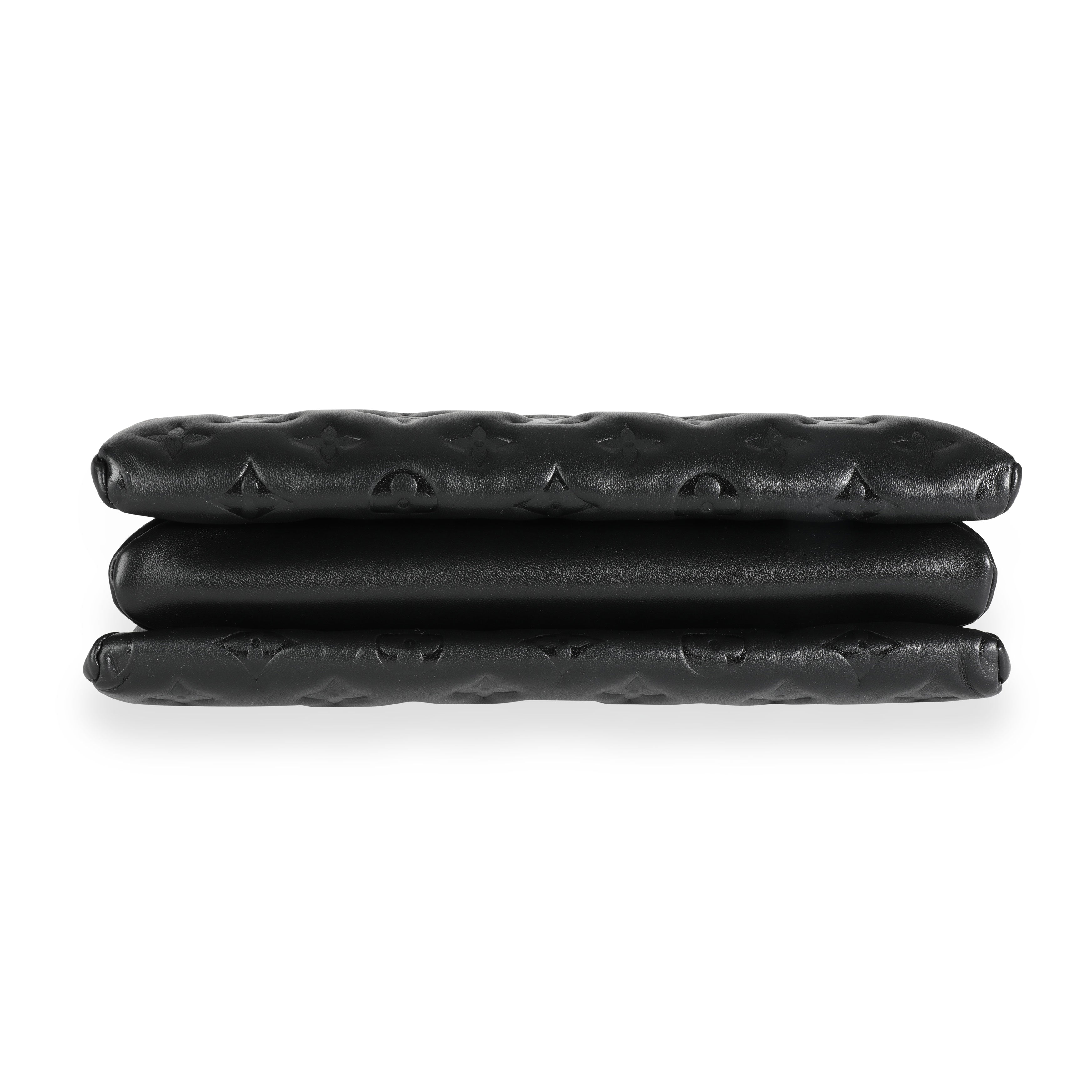 Louis Vuitton Louis Vuitton Black Monogram Embossed Lambskin Coussin PM