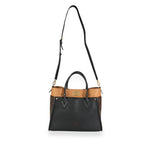 Louis Vuitton Louis Vuitton Black & Tan Calfskin And Monogram Canvas On My Side Tote MM