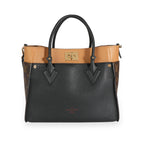 Louis Vuitton Louis Vuitton Black & Tan Calfskin And Monogram Canvas On My Side Tote MM