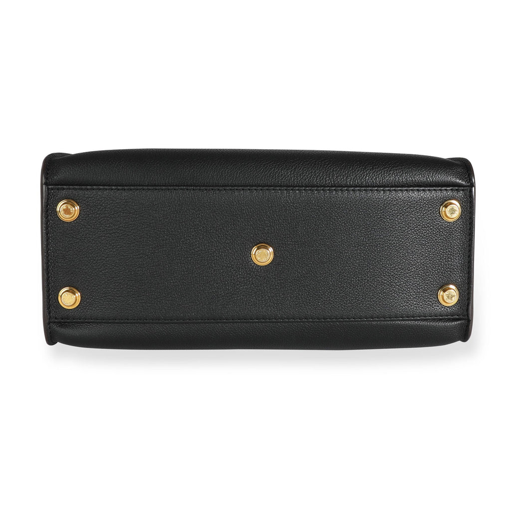 Louis Vuitton Louis Vuitton Black & Tan Calfskin And Monogram Canvas On My Side Tote MM