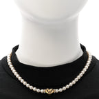 Chanel Crystal Pearl CC Heart Choker Necklace Gold