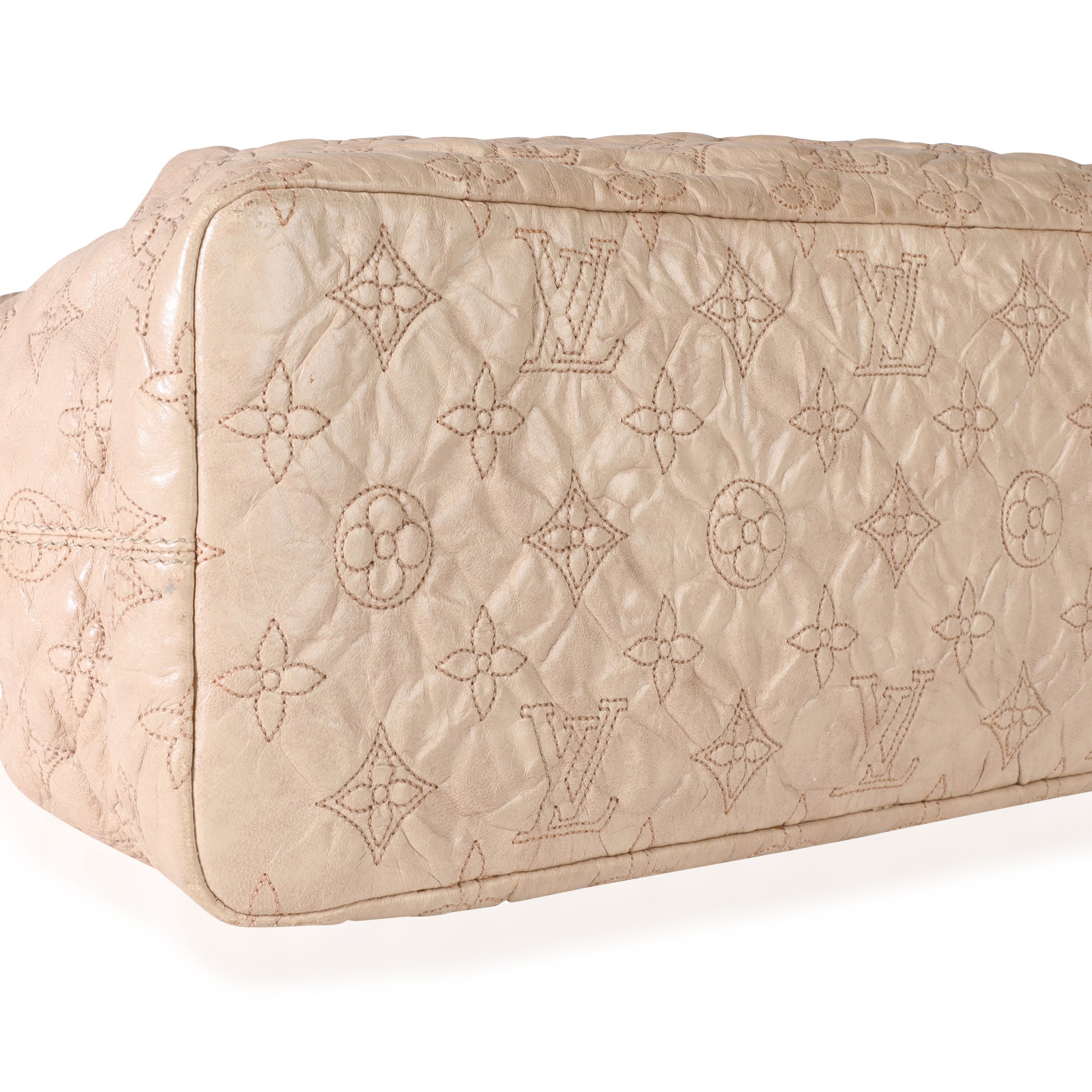 Louis Vuitton Louis Vuitton Ecru Embroidered Monogram Lambskin Olympe Stratus PM