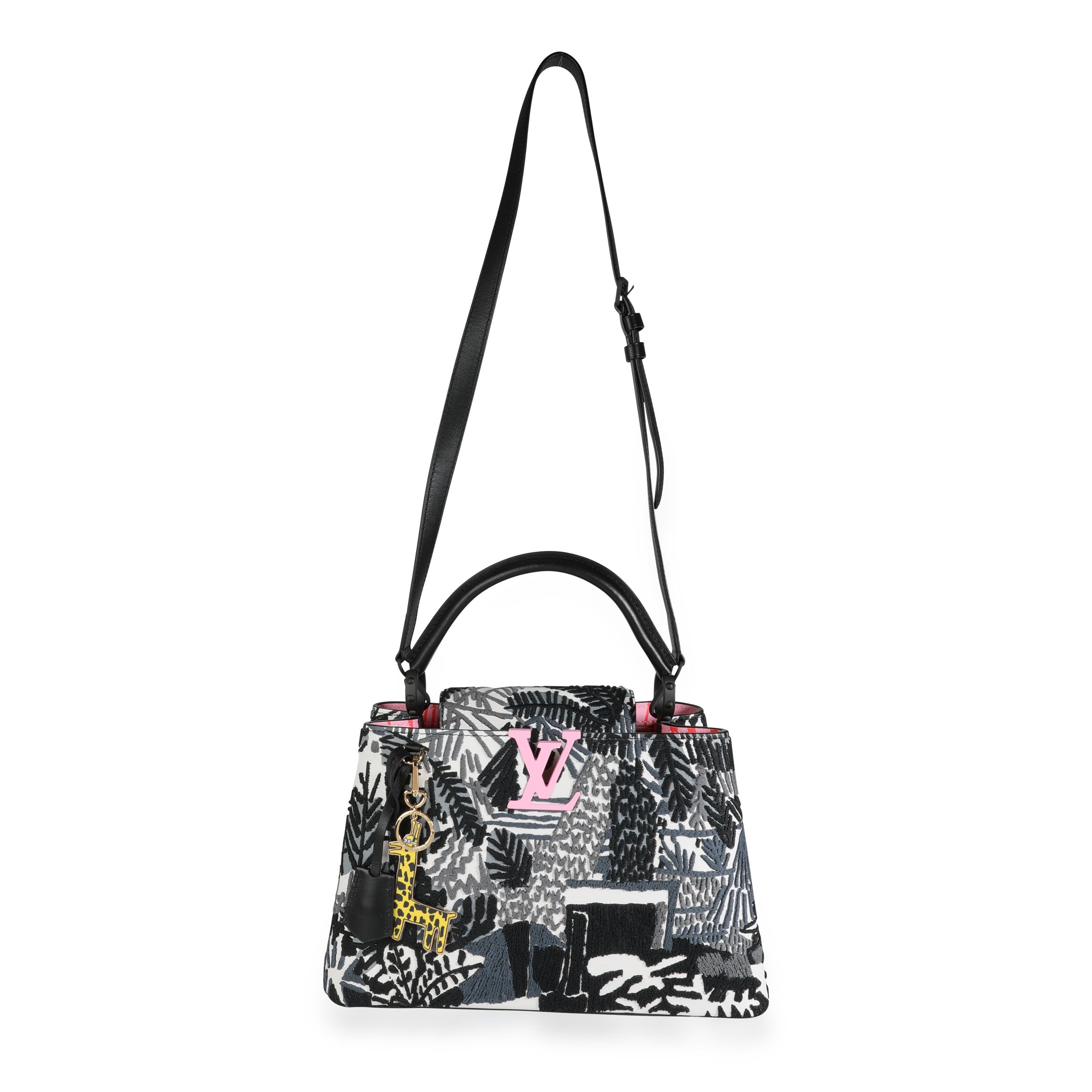 Louis Vuitton Louis Vuitton x Jonas Wood Embroidered White Calf Leather Capucines PM #23/300