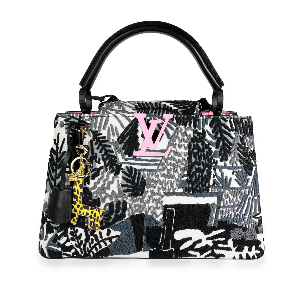 Louis Vuitton Louis Vuitton x Jonas Wood Embroidered White Calf Leather Capucines PM #23/300