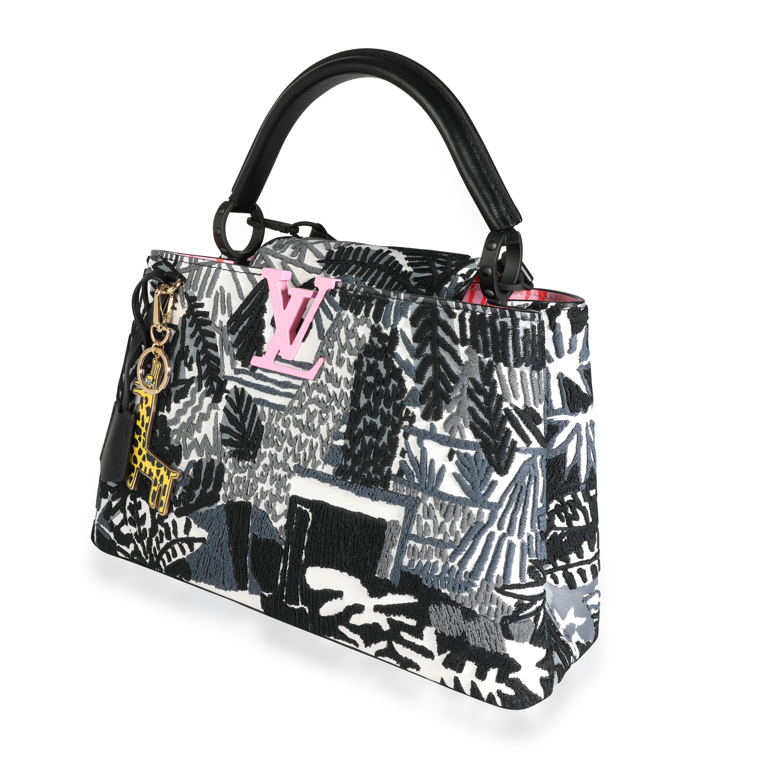 Louis Vuitton Louis Vuitton x Jonas Wood Embroidered White Calf Leather Capucines PM #23/300