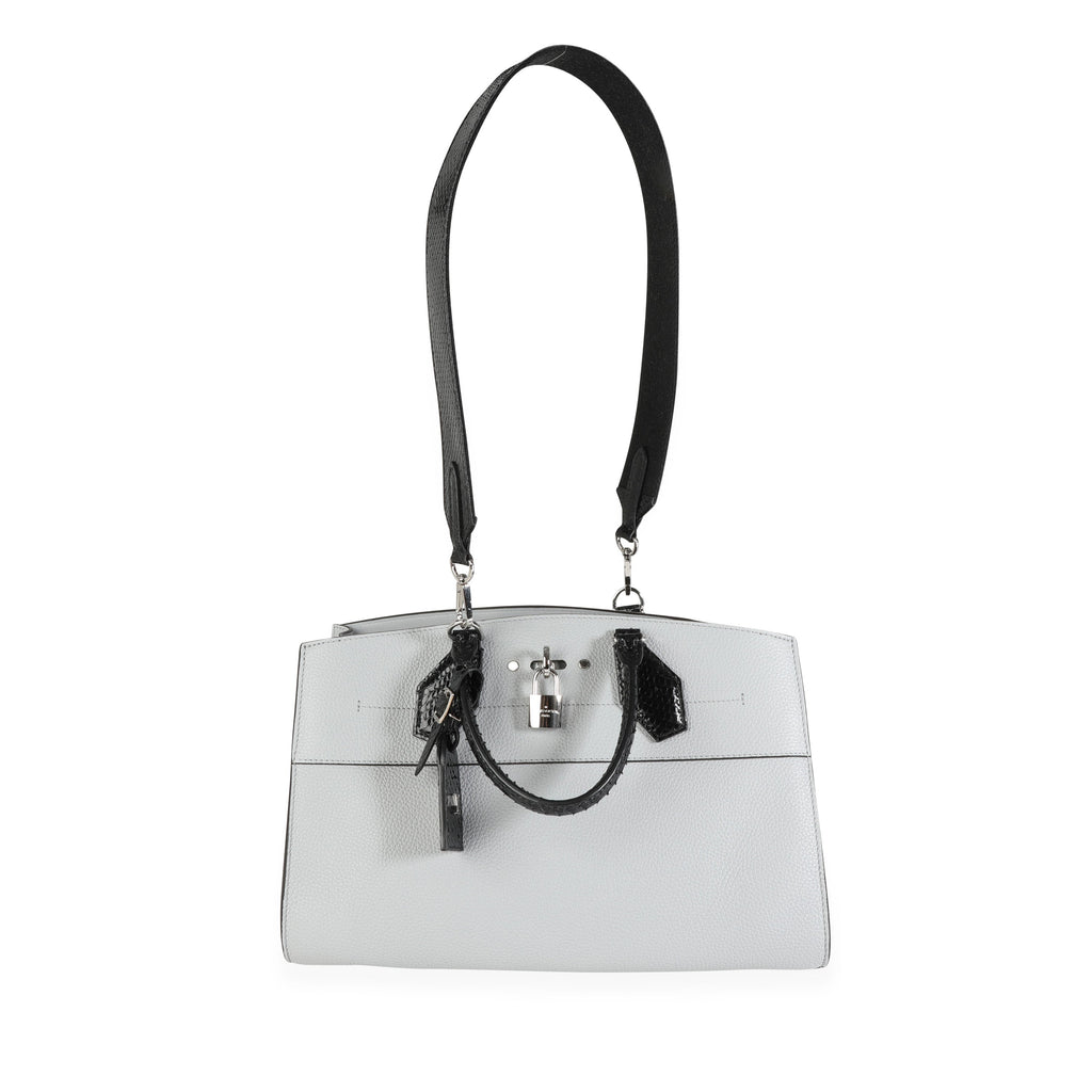 Louis Vuitton Louis Vuitton Gray Calf Leather & Black Python City Steamer Souple EW