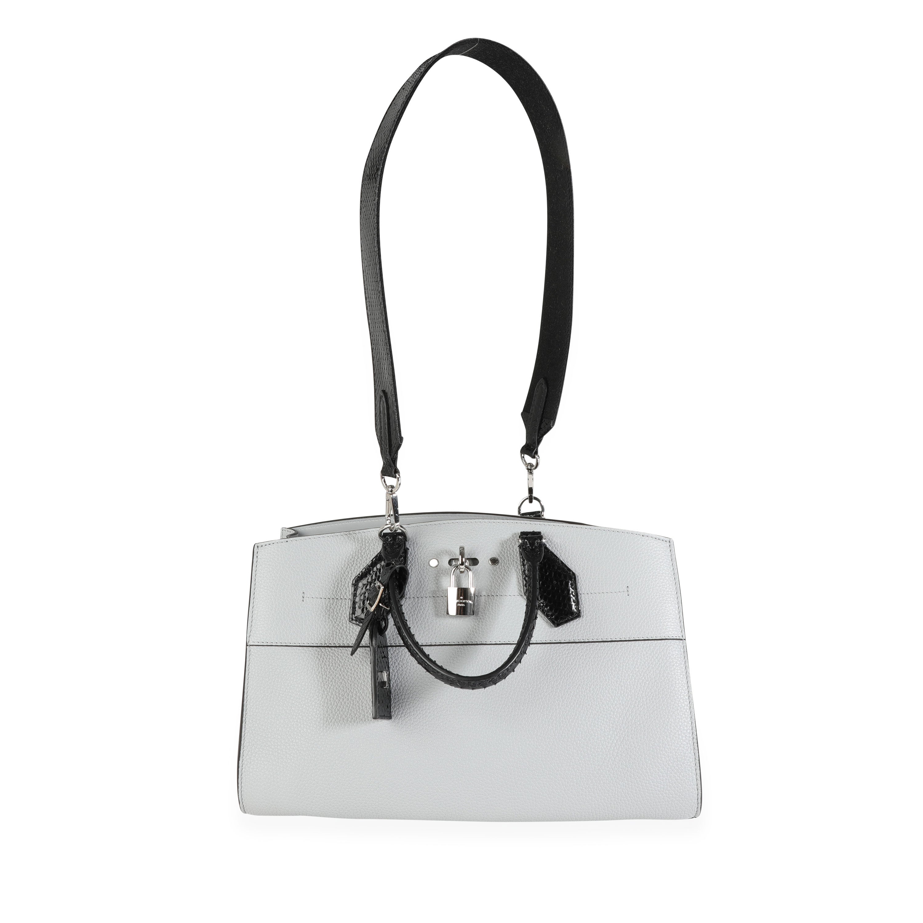 Louis Vuitton Louis Vuitton Gray Calf Leather & Black Python City Steamer Souple EW
