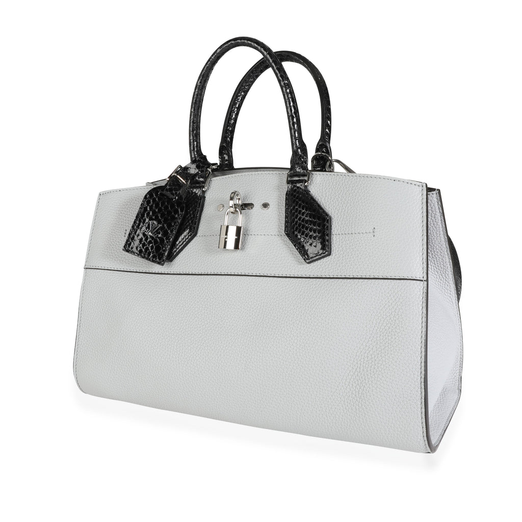 Louis Vuitton Louis Vuitton Gray Calf Leather & Black Python City Steamer Souple EW