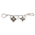 Louis Vuitton Louis Vuitton Crystal Embellished Silver-Tone Flowers Chain Bag Charm/Key Holder