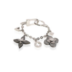 Louis Vuitton Louis Vuitton Crystal Embellished Silver-Tone Flowers Chain Bag Charm/Key Holder