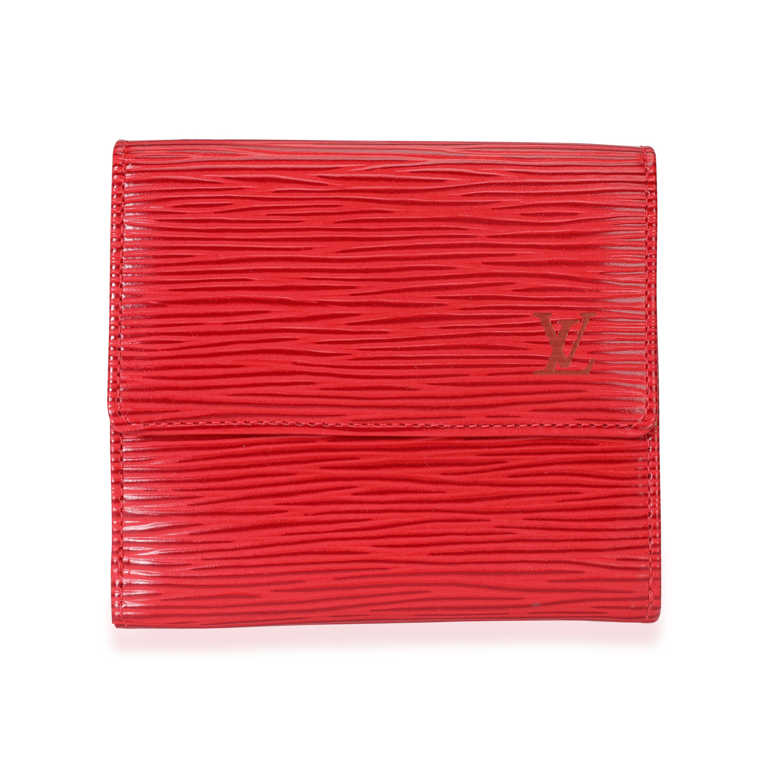 Louis Vuitton Louis Vuitton Rouge Epi Leather Porte-Monnaie Tresor Wallet