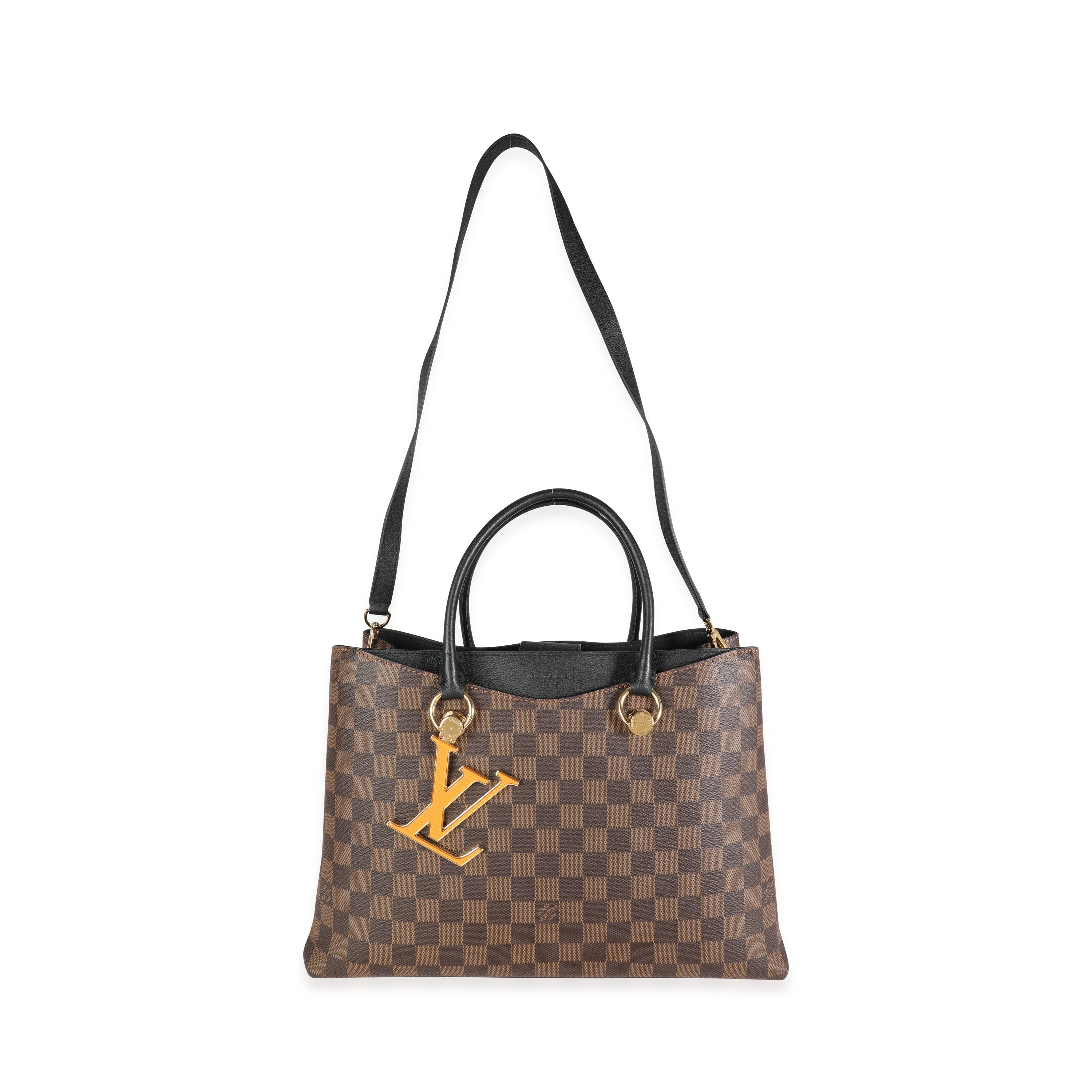 Louis Vuitton Louis Vuitton Black Taurillon Leather & Damier Ebene Canvas LV Riverside Tote