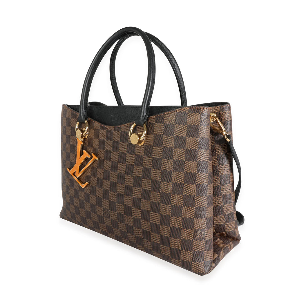 Louis Vuitton Louis Vuitton Black Taurillon Leather & Damier Ebene Canvas LV Riverside Tote