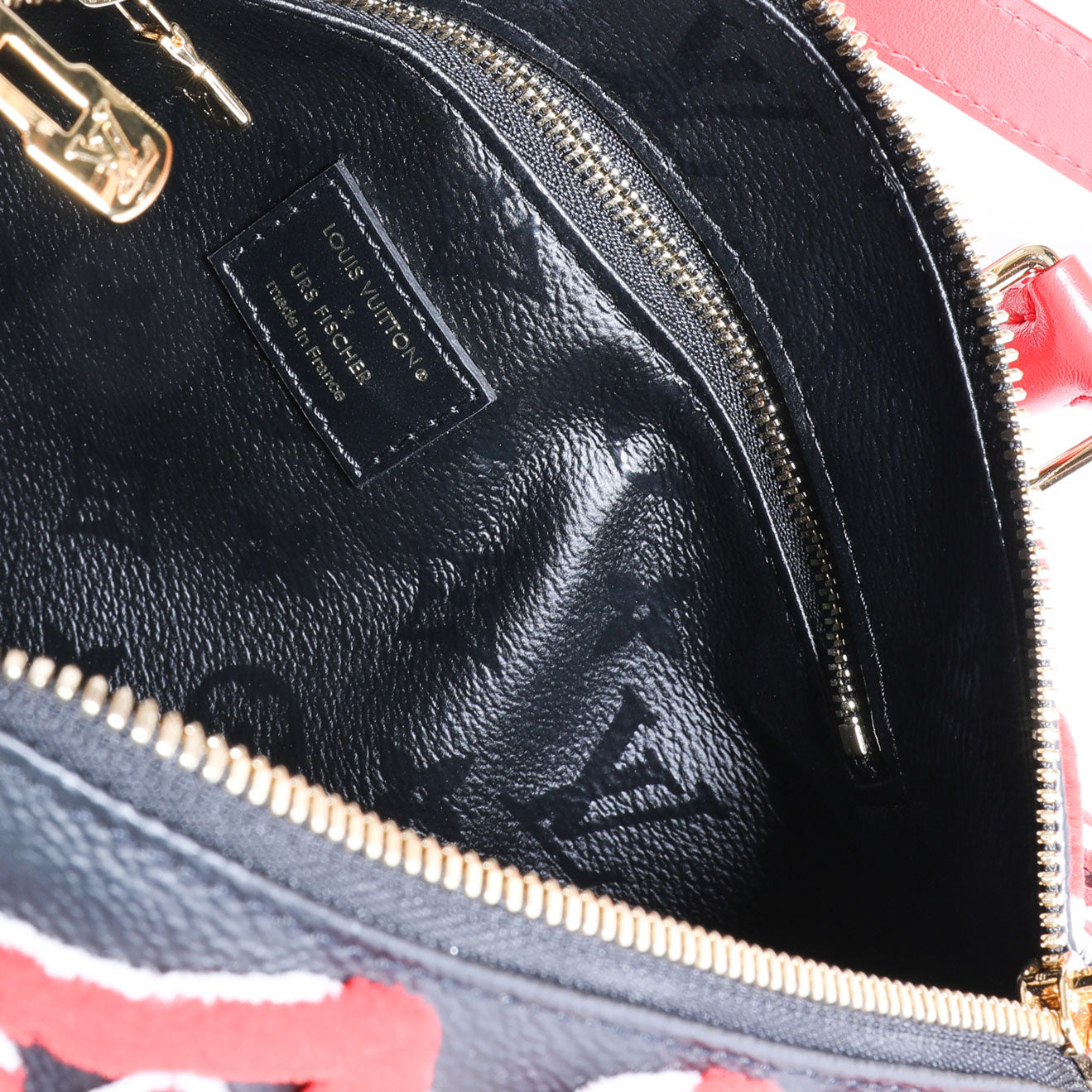 Louis Vuitton Louis Vuitton x Urs Fischer Limited Black & Red Tufted Monogram Canvas Speedy 25