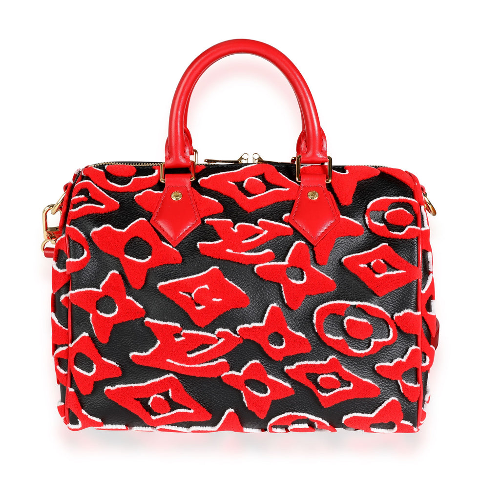 Louis Vuitton Louis Vuitton x Urs Fischer Limited Black & Red Tufted Monogram Canvas Speedy 25