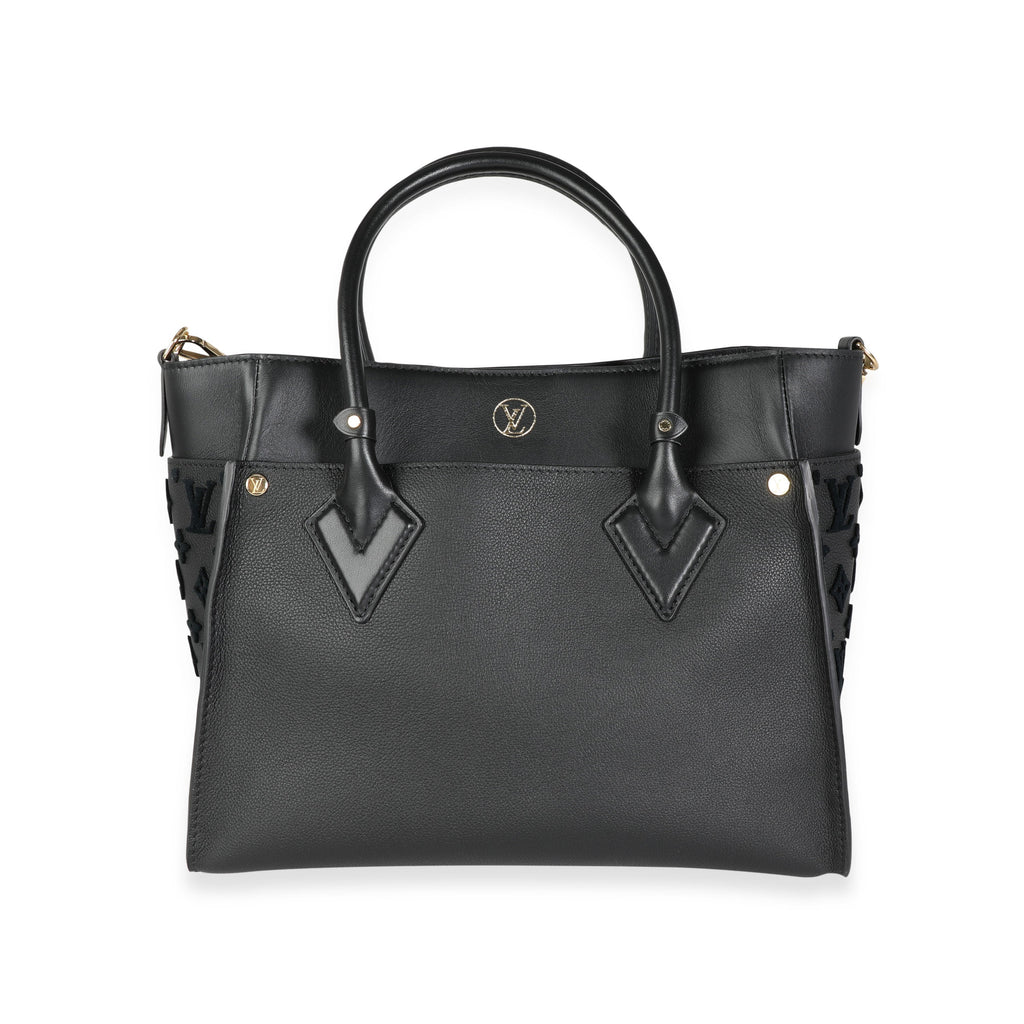 Louis Vuitton Louis Vuitton Black Leather and Tufted Monogram On My Side MM