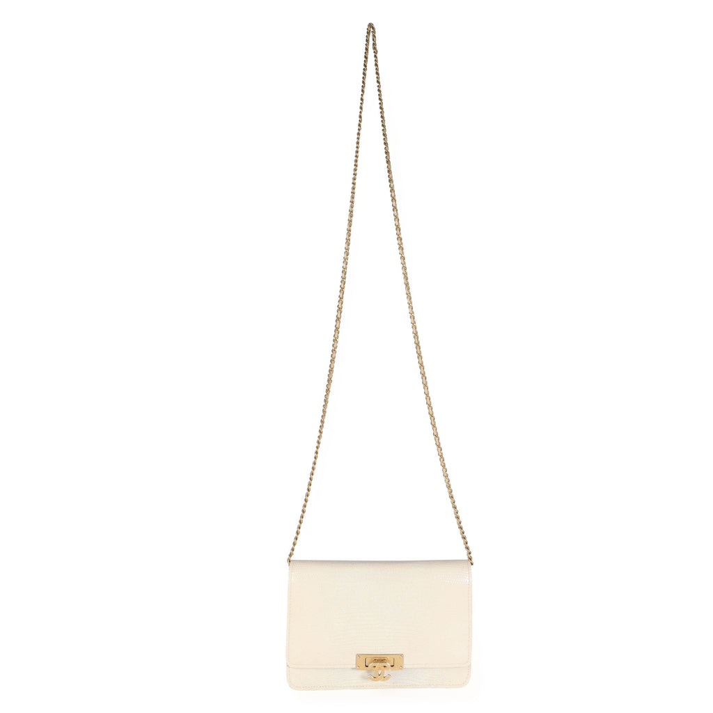 Chanel Gold Metallic Lizard Golden Class Wallet on Chain