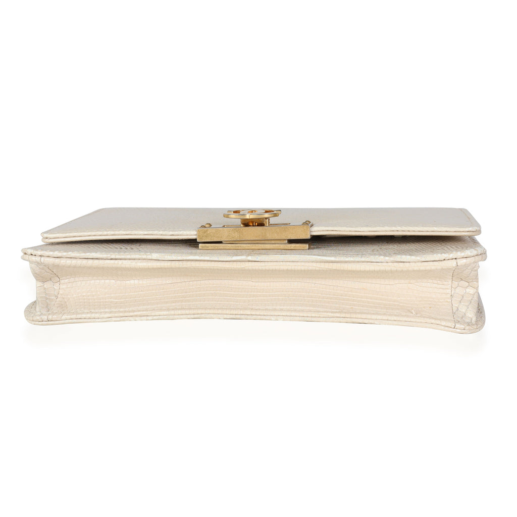 Chanel Gold Metallic Lizard Golden Class Wallet on Chain