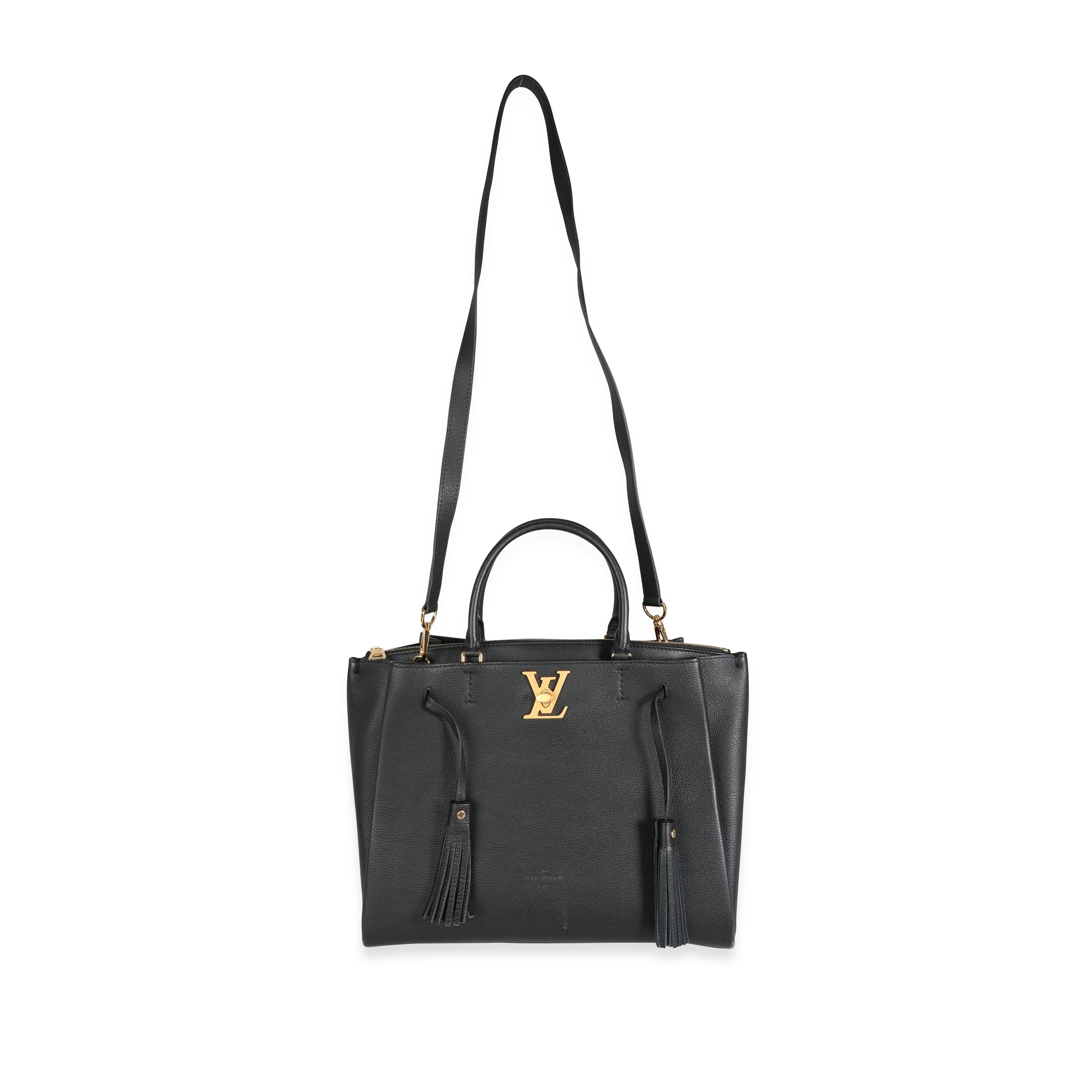 Louis Vuitton Louis Vuitton Black Grained Calfskin Lockmeto Tote