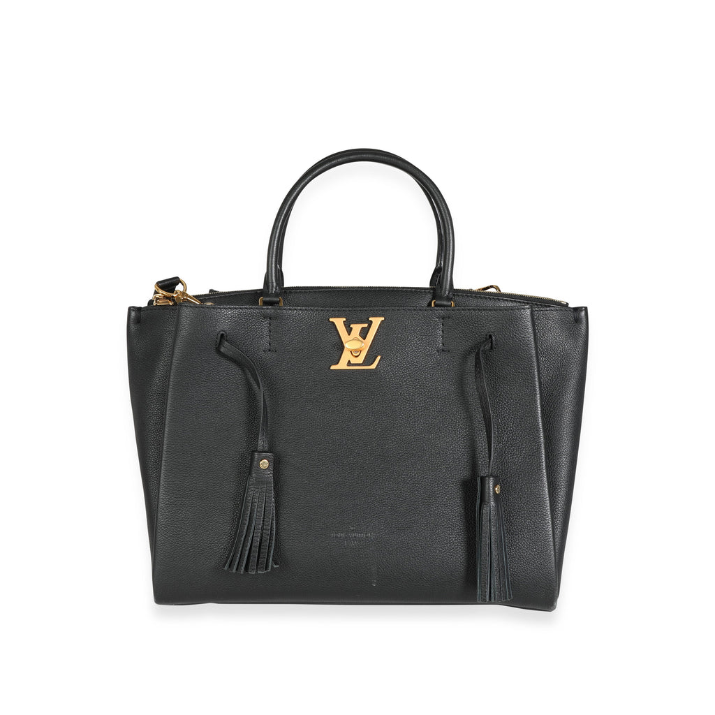 Louis Vuitton Louis Vuitton Black Grained Calfskin Lockmeto Tote