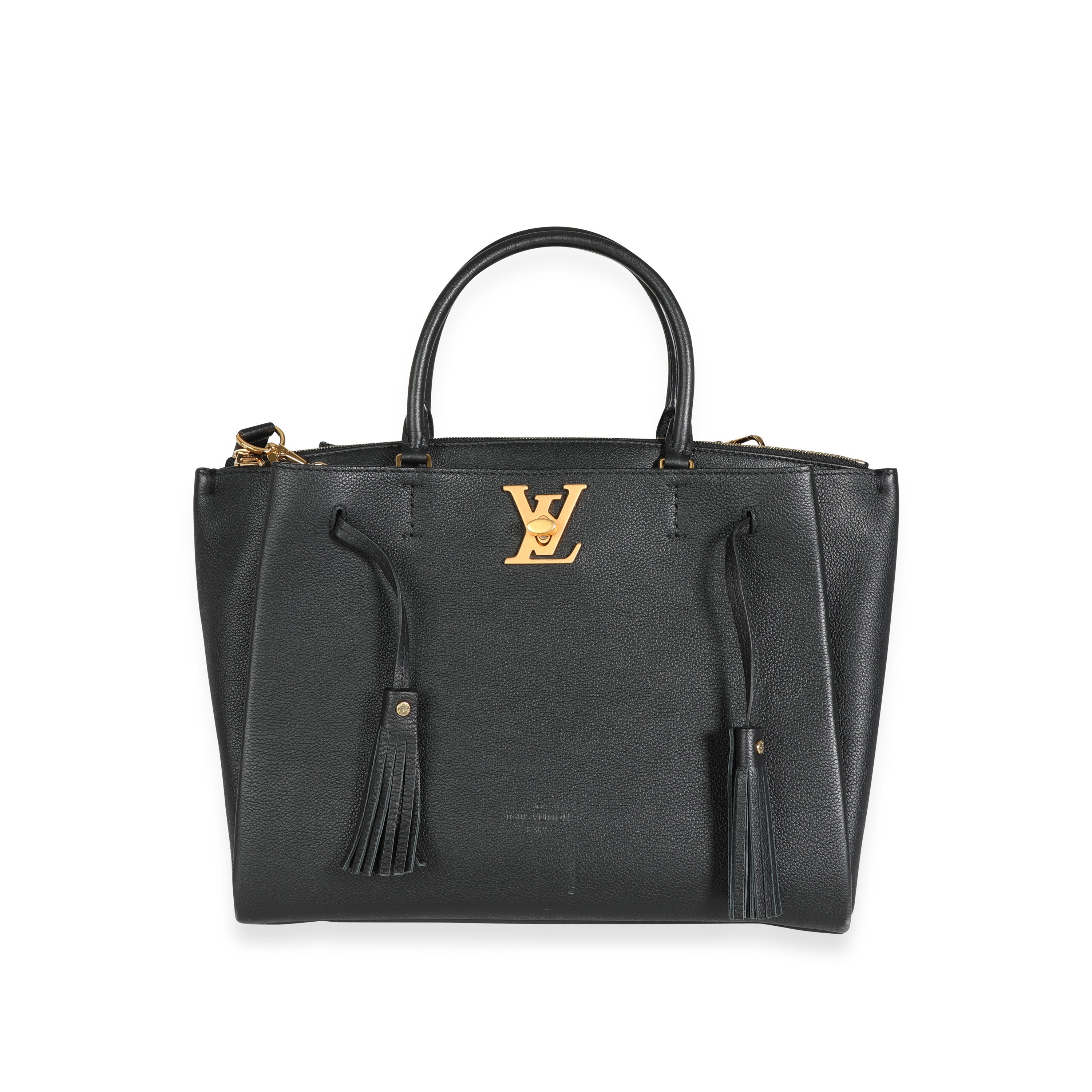 Louis Vuitton Louis Vuitton Black Grained Calfskin Lockmeto Tote