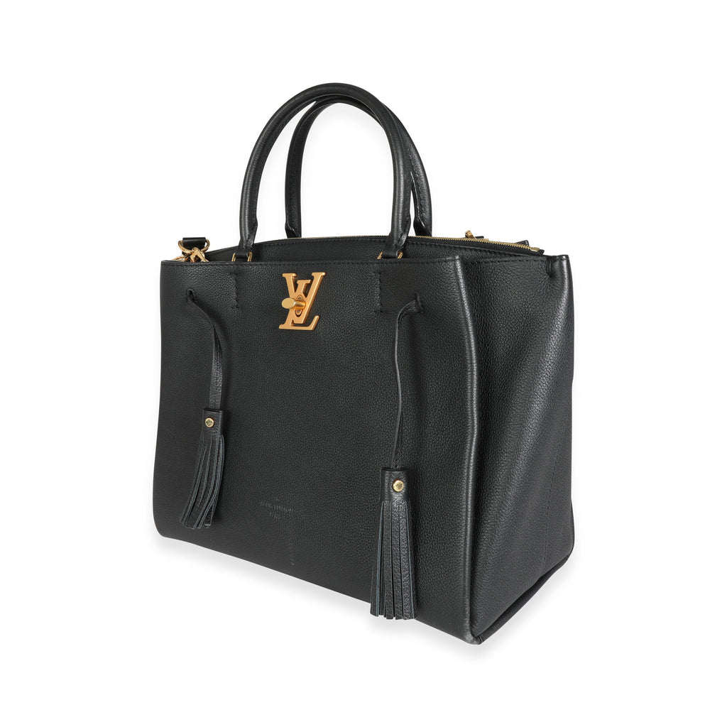 Louis Vuitton Louis Vuitton Black Grained Calfskin Lockmeto Tote