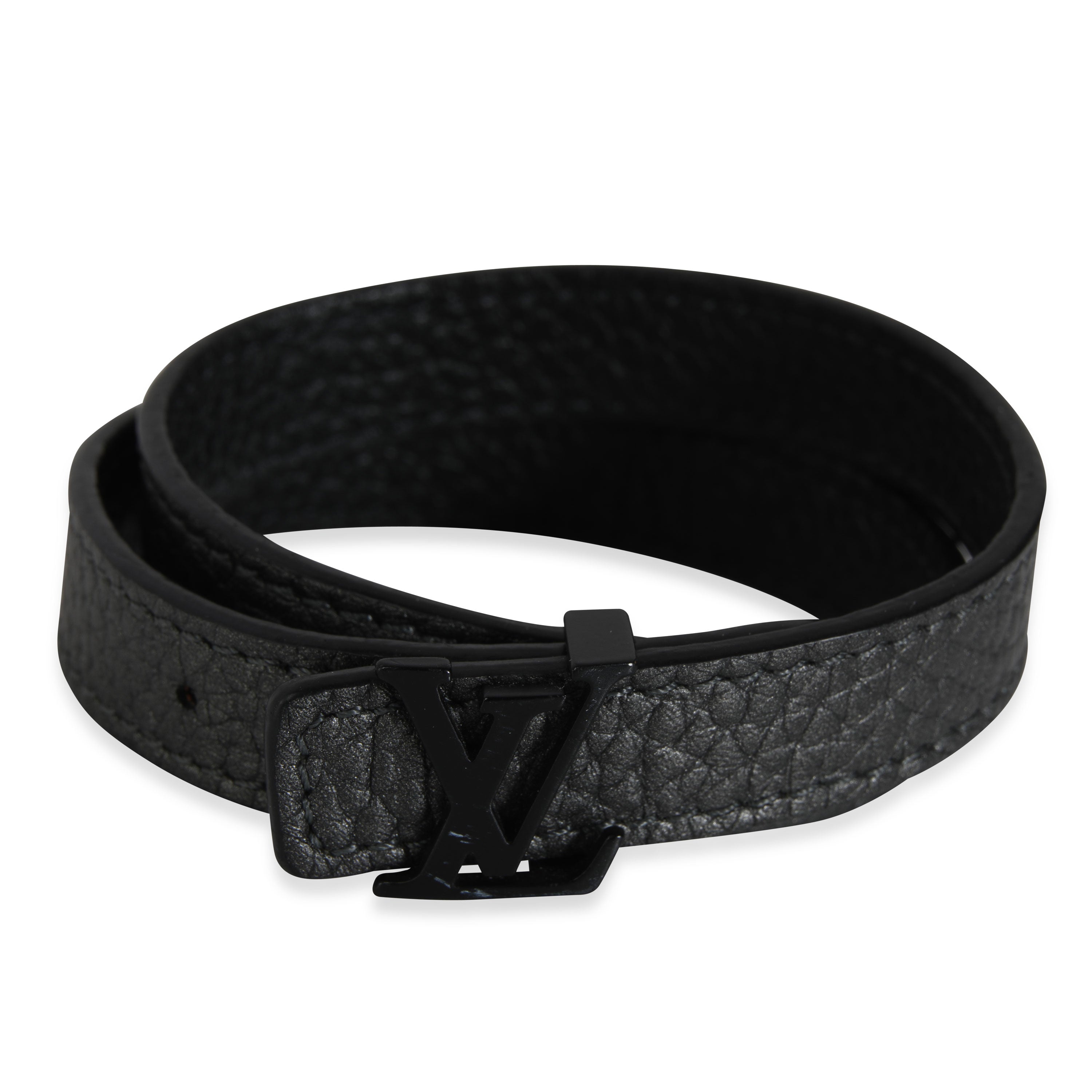 Louis Vuitton Louis Vuitton LV Initiales Black Leather Wrap Bracelet