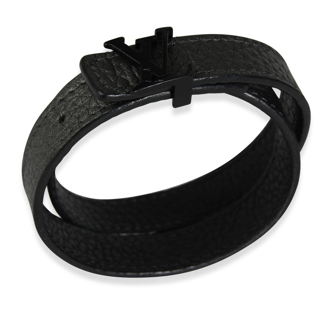 Louis Vuitton Louis Vuitton LV Initiales Black Leather Wrap Bracelet