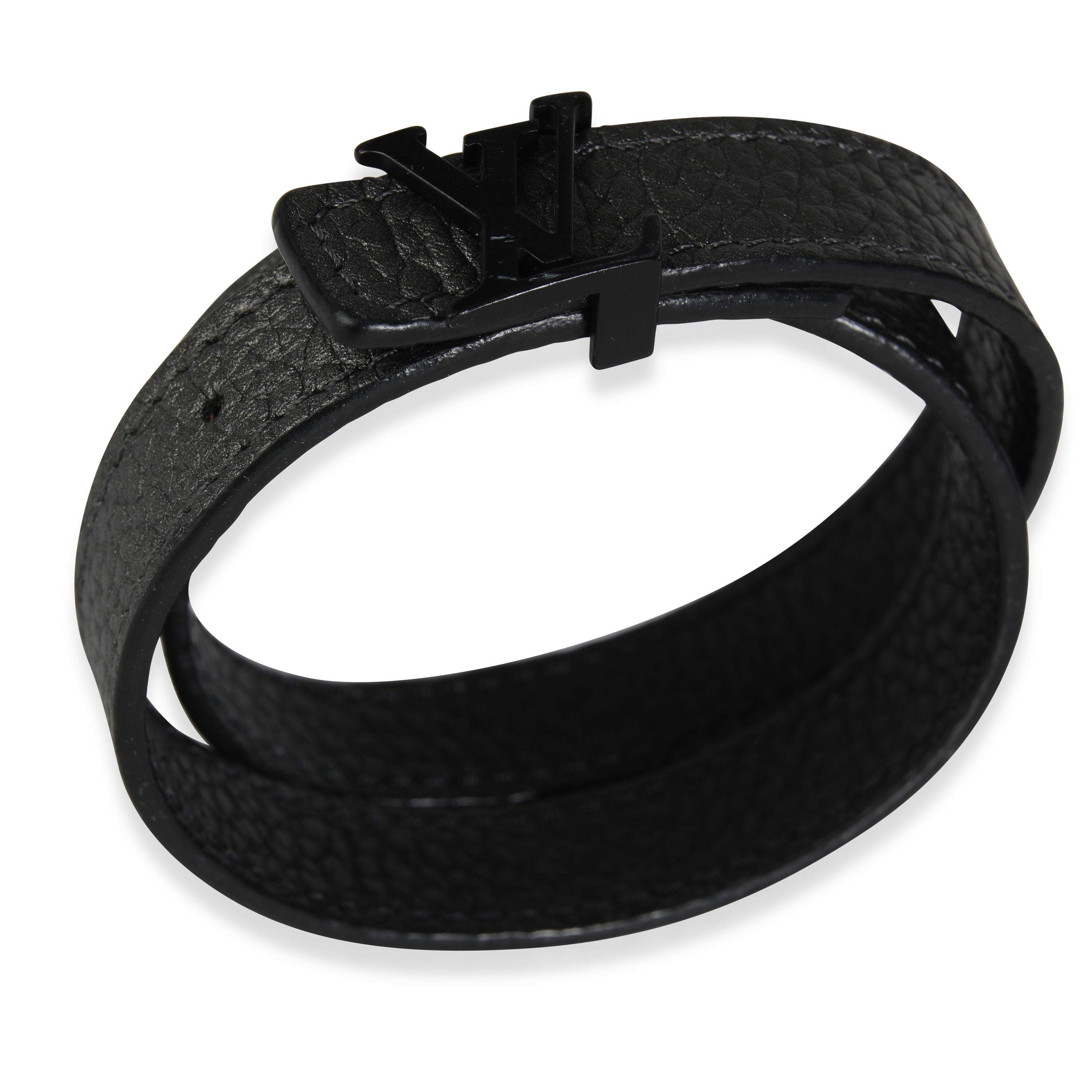 Louis Vuitton Louis Vuitton LV Initiales Black Leather Wrap Bracelet