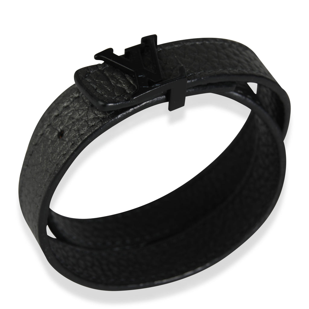 Louis Vuitton Louis Vuitton LV Initiales Black Leather Wrap Bracelet