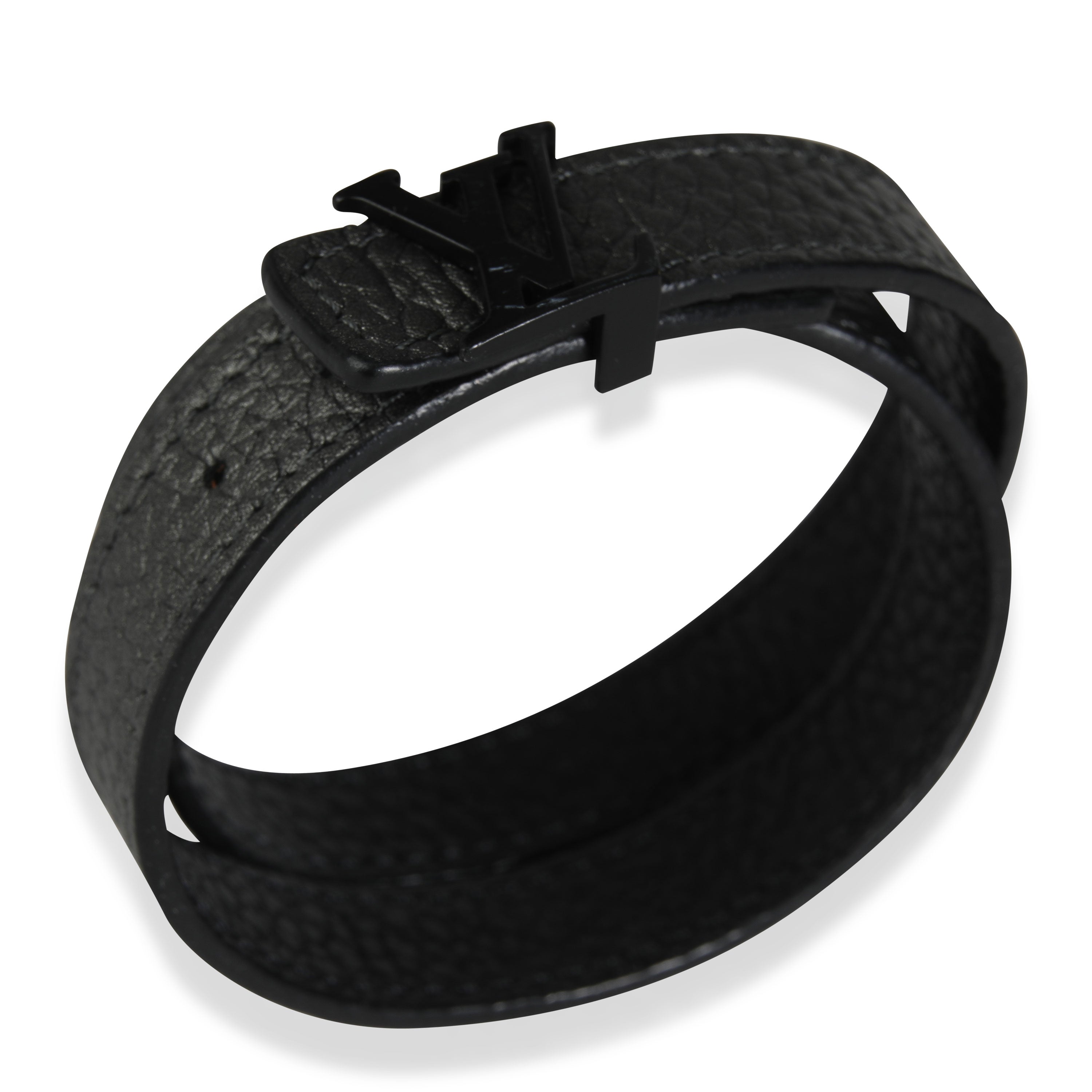 Louis Vuitton Louis Vuitton LV Initiales Black Leather Wrap Bracelet