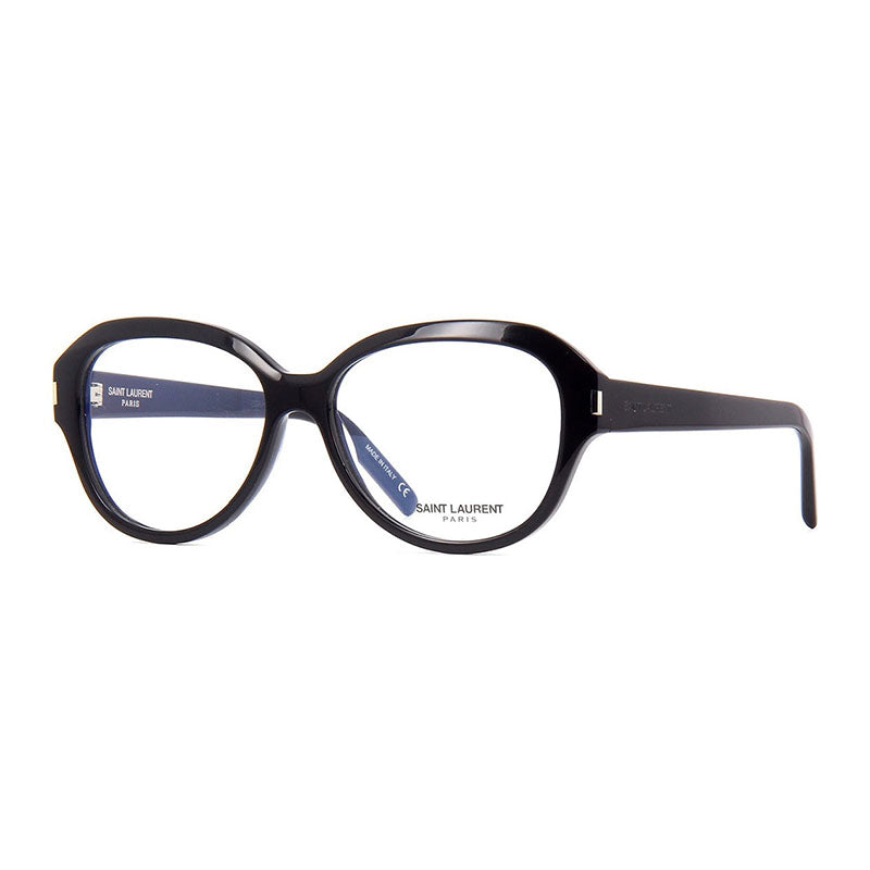 Saint Laurent Eyeglasses Oval Full Rim, Black Frame and Clear Demo Lenses Lens SL411001