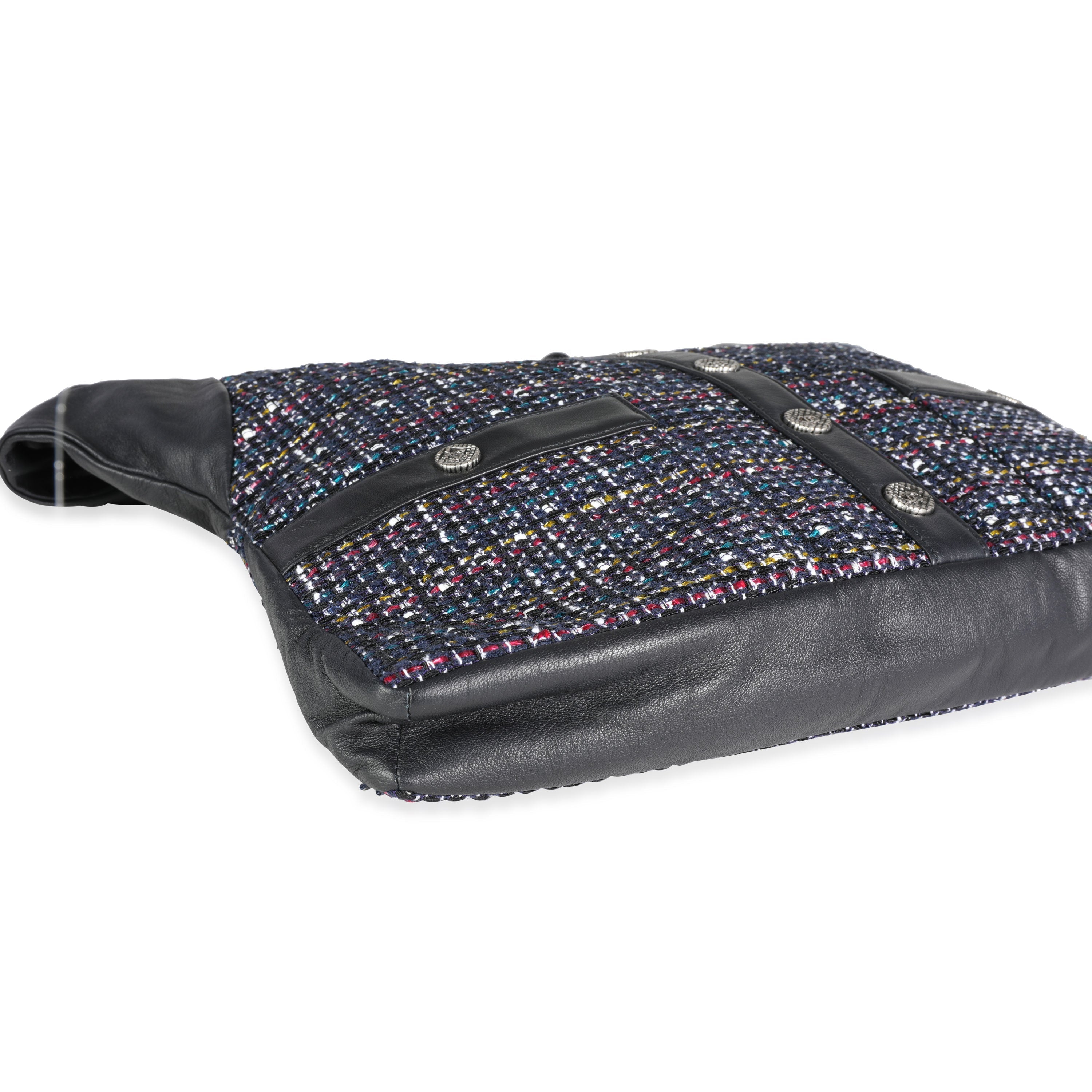 Chanel Navy Lambskin & Multicolor Tweed Girl Bag