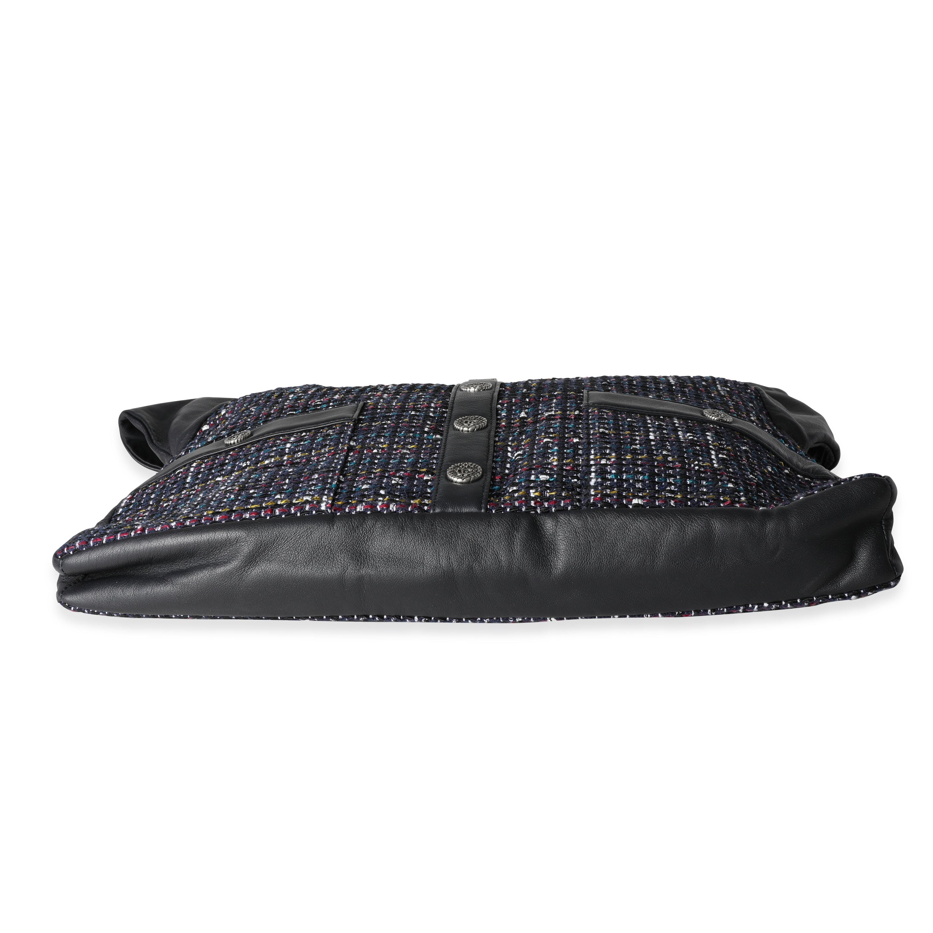 Chanel Navy Lambskin & Multicolor Tweed Girl Bag