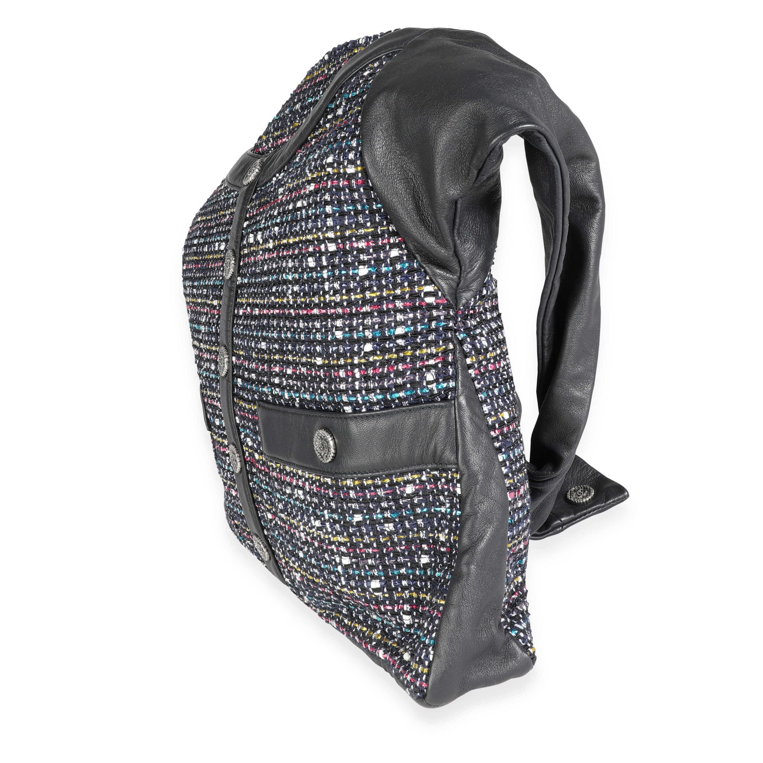 Chanel Navy Lambskin & Multicolor Tweed Girl Bag