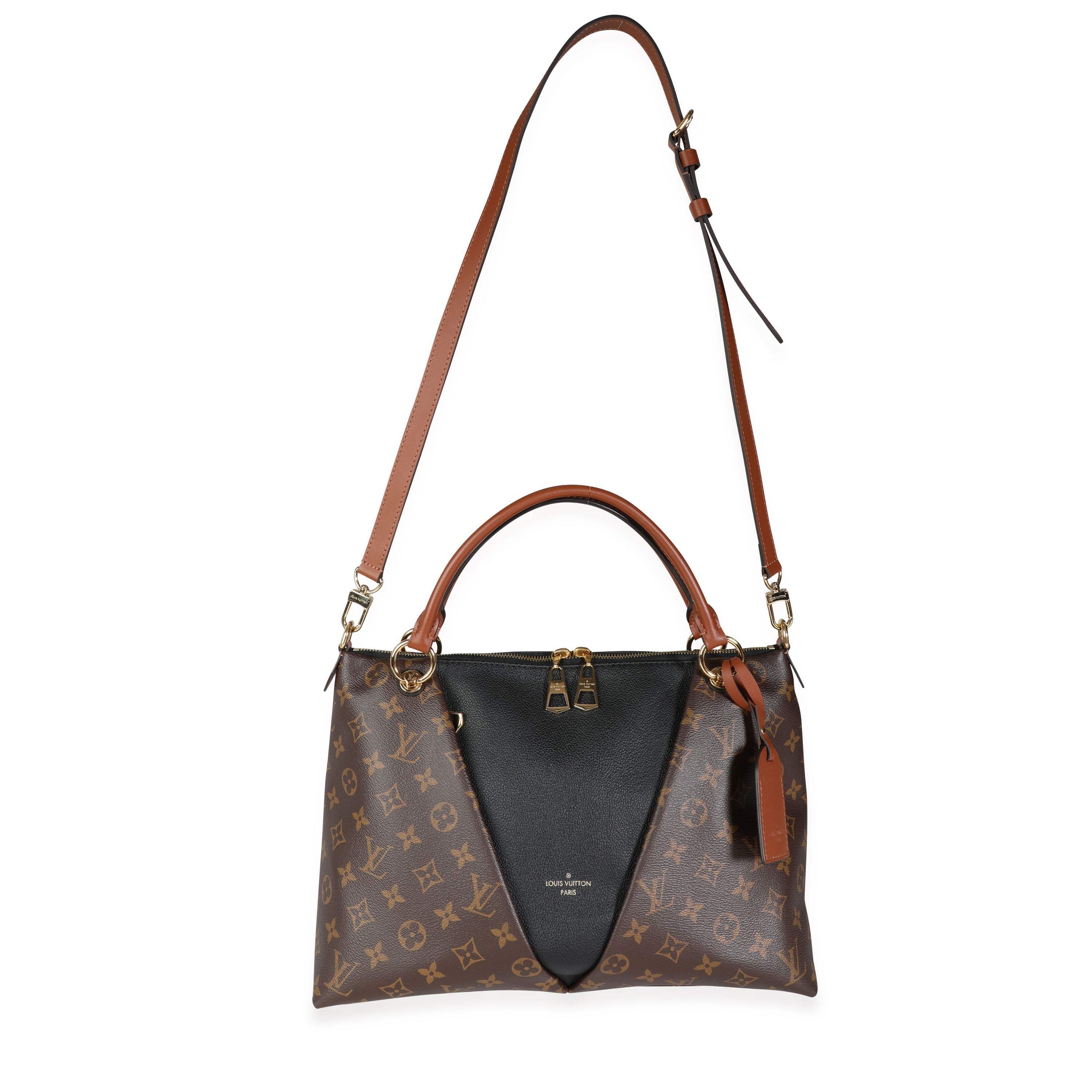 Louis Vuitton Louis Vuitton Monogram Canvas & Black Leather V Tote MM